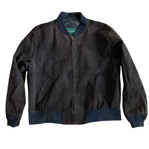 Vintage Hill & Archer Split Leather Bomber Jacket Mens 46 2XL Brown Suede Korea